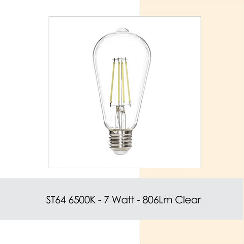 Bec LED, Sage, ST64 - White, 7 W, 6500K, 806 Lm, sticla