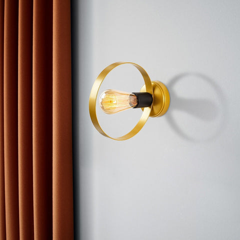 Lampa de perete Opviq Halka, 20x23 cm, E27, 100 W, negru/auriu