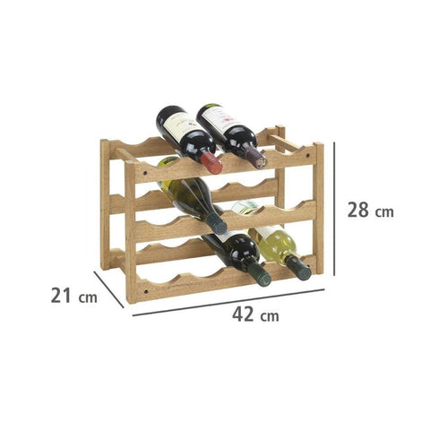 Suport 12 sticle de vin Norway, Wenko, 21 x 28 x 42 cm, lemn de nuc, natur